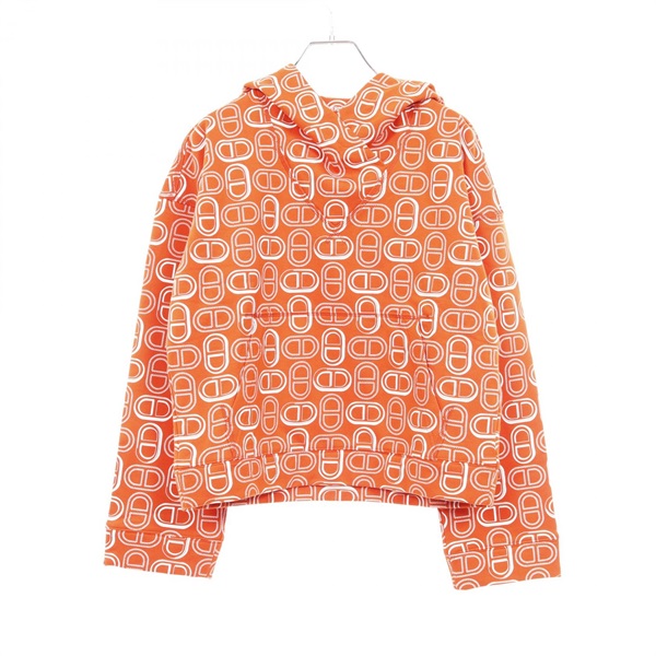 HERMES Chaine dancle Hoodie Tops cotton Orange Used Women size 36