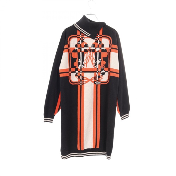 HERMES BRIDES de GALA Dress cashmere Black Beige Orange Used Women size 34