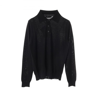 PRADA knitwear Polo shirt long sleeve wool Black mens #44