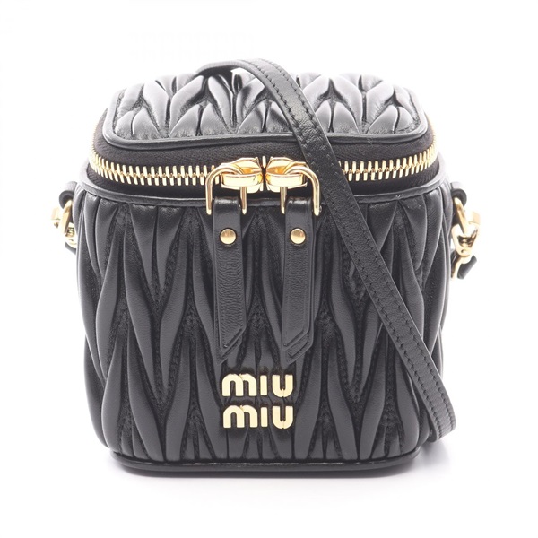 Miu Miu Matelasse Micro Shoulder Bag 5NR018 AFPP F000 leather Black Used Women