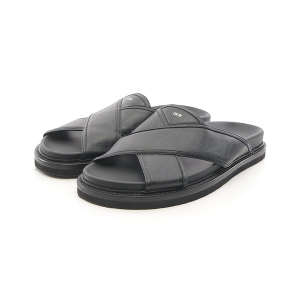 Christian Dior AQUA Flat Sandals Slippers Leather Black Size 43 Used Mens