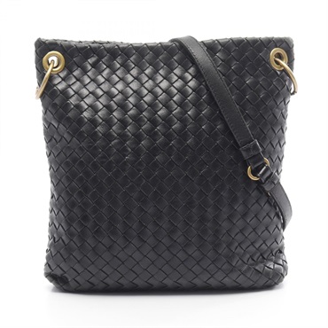 BOTTEGA VENETA Intrecciato Crossbody Shoulder Bag 179330 leather Black Used BV
