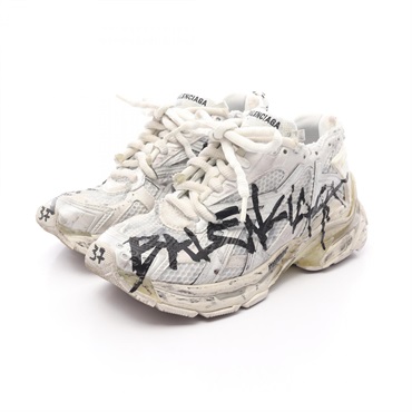 BALENCIAGA SMOOTH LEATHER RUNNER sneakers Fabric Gray Size 37 Used