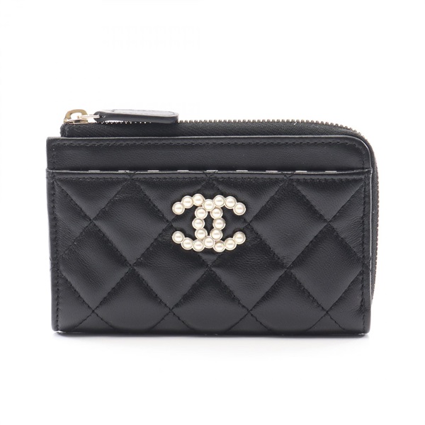 CHANEL Matelasse Coin Purse AP3816 Lambskin Black GHW Used Women CC Logo