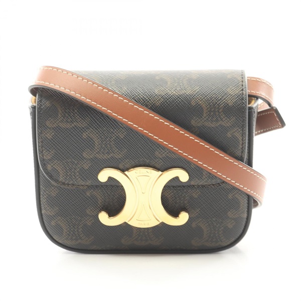 CELINE Mini-Claude Triomphe Shoulder Crossbody Bag 10I512DQB.04LU Canvas leather