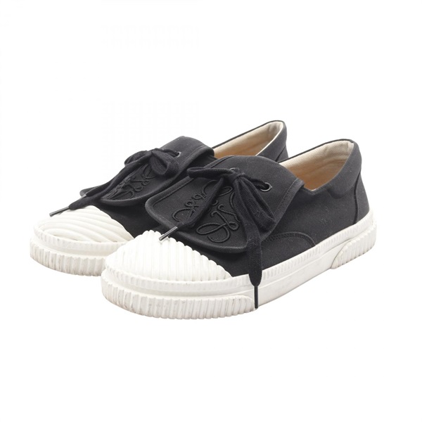 LOEWE Anagram Flap Sneakers in Black Canvas B&W Size 36 Used Women