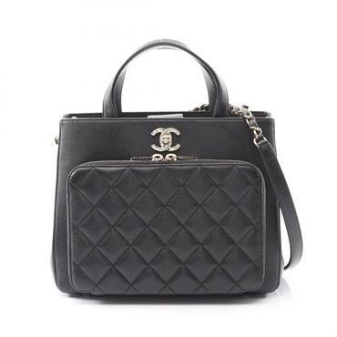 CHANEL Business Affinity Matelasse Shoulder Bag Calfskin Black Used Women GHW CC