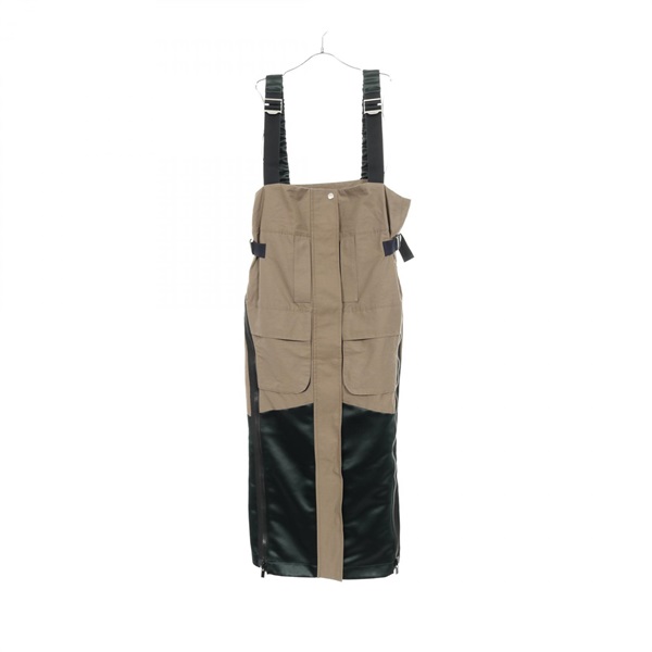 Sacai Overall Dress cotton Nylon Khaki Green Size 2 Used Women