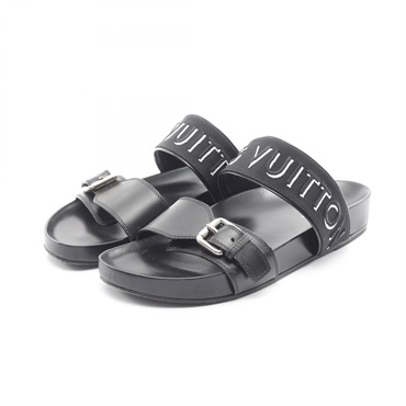LOUIS VUITTON Bom Dia Flat Comfort Mule sandal eather Black Used Women size 37