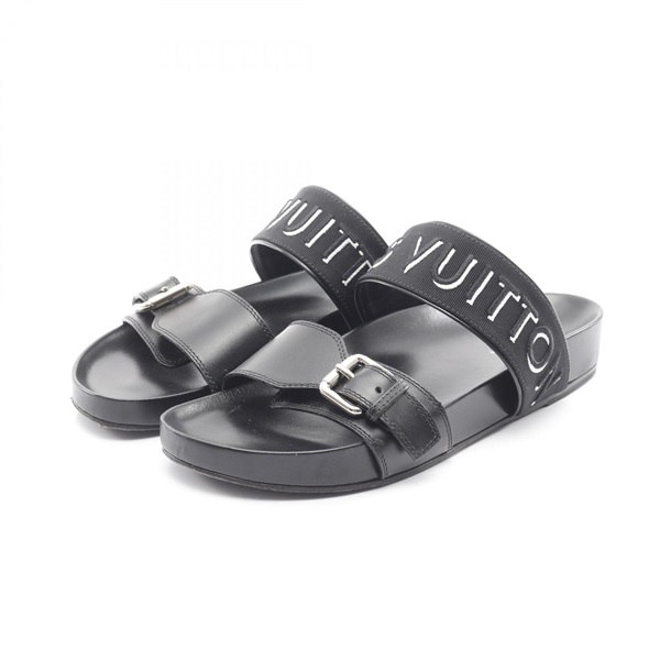 LOUIS VUITTON Bom Dia Flat Comfort Mule sandal eather Black Used Women size 37