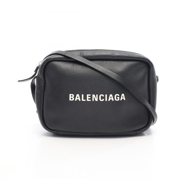 BALENCIAGA Everyday camera S Shoulder crossbody Bag pouch 489812 leather Black