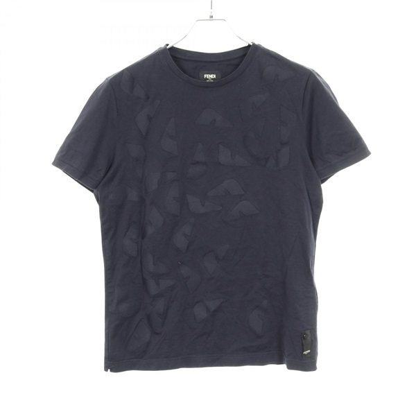 FENDI Monster T-shirt FY0894 #S Cotton Navy Used Mens