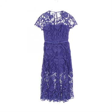 Self-Portrait Lace Dress short sleeves polyester Blue Used Women #UK8