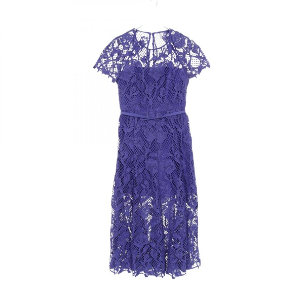 Self-Portrait Lace Dress short sleeves polyester Blue Used Women #UK8