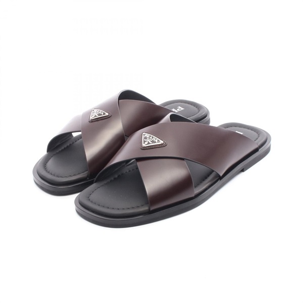 PRADA Crisscross Sandals #8 shoes 2X3081 leather Brown mens