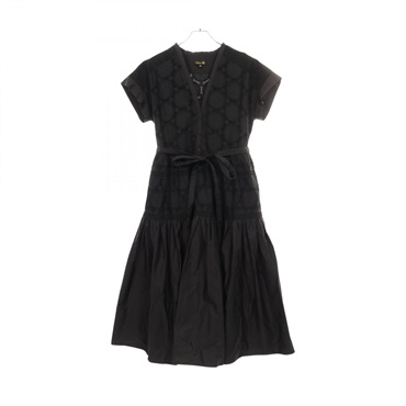 Drawer Short Sleeve Dress 6526-299-1280 cotton Black #38 Used Women