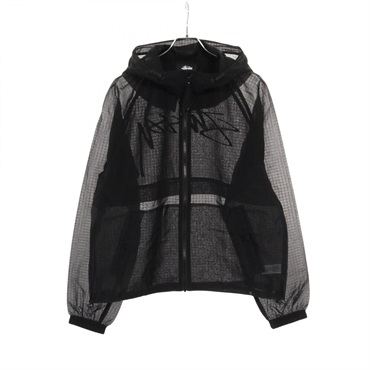 STUSSY BEACH SHELL See-through Hoodie Blouson jacket Nylon Black Used mens #M