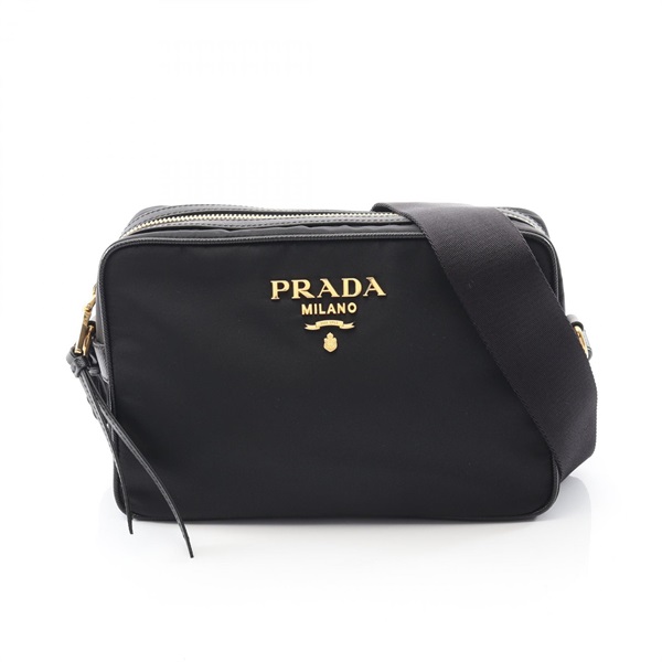 PRADA TESSUTO SAFFIANO Shoulder crossbody Bag 1BH089 Nylon leather Black Used