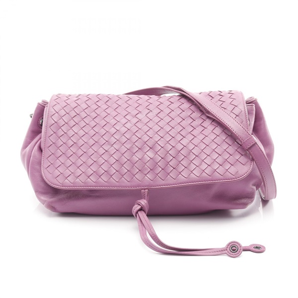 BOTTEGA VENETA Intrecciato Shoulder crossbody Bag leather Purple Used Women