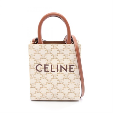 CELINE Mini Vertical Cabas Triomphe crossbody Handbag 194372 canvas leather WT