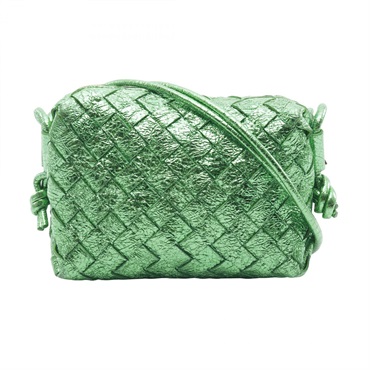 BOTTEGA VENETA Intrecciato Shoulder crossbody Bag leather Green Used Women
