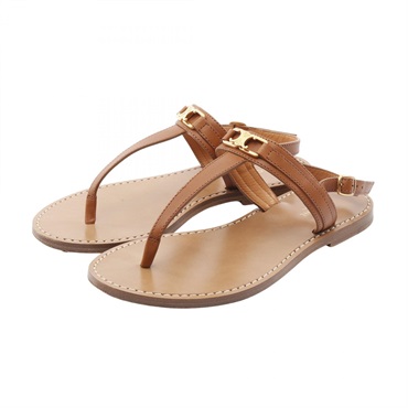 CELINE Triomphe flip-flops Sandals flat shoes 333103363C leather Brown Used #35