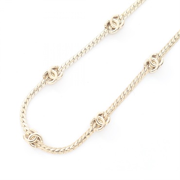 CHANEL COCO Mark Necklace 30-44cm collier Gold Plated Used CC