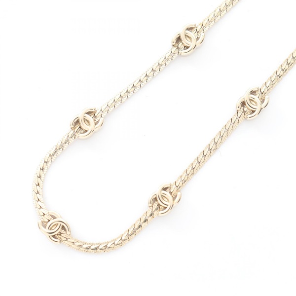 CHANEL COCO Mark Necklace 30-44cm collier Gold Plated Used CC
