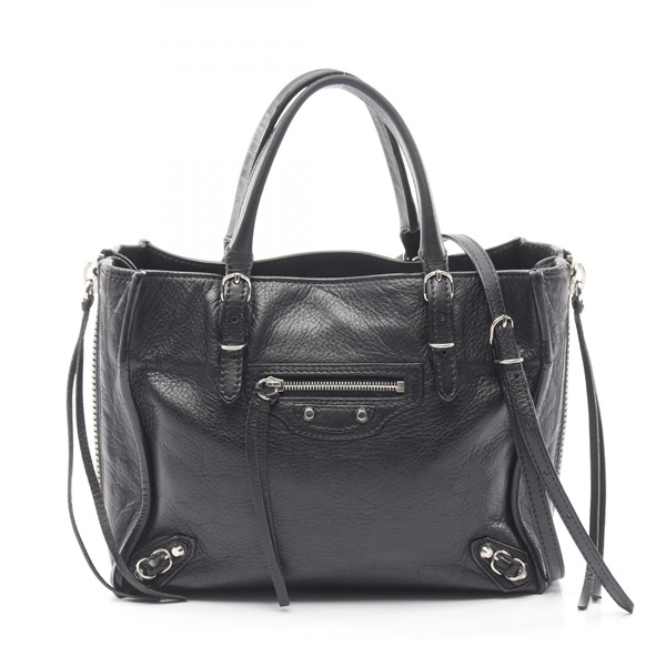 BALENCIAGA Mini Paper 2Way Crossbody Shoulder Handbag 357333 Leather Black Used