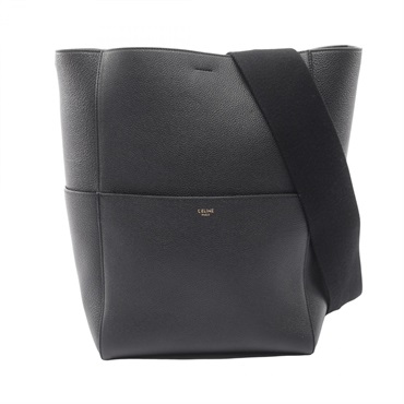 CELINE Sangle Bucket Medium Shoulder Bag leather Black Used Women