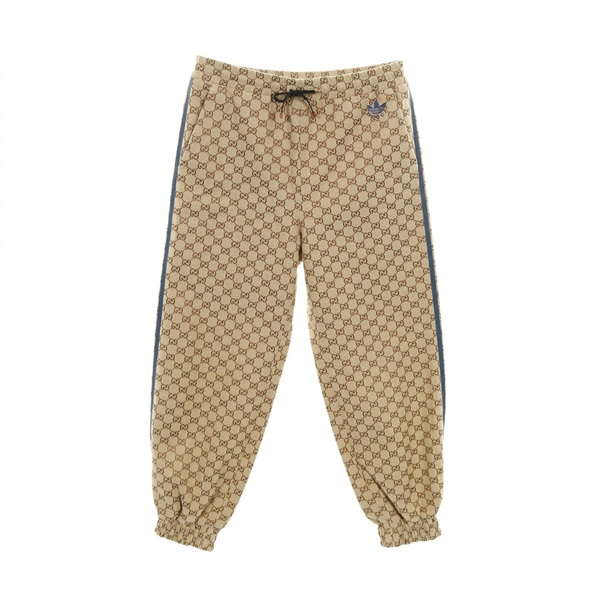 GUCCI adidas Three-Line GG Canvas Sweatpants trouser cotton Beige Used mens #46