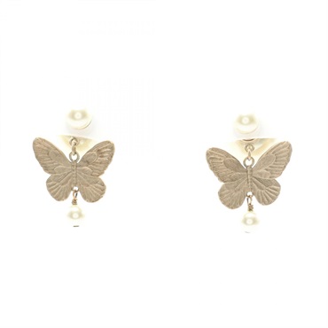 Christian Dior Tribales Pierced earrings Gold Plated Artificial pearl Used Women