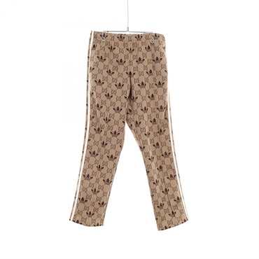GUCCI x Adidas GG Trefoil Jacquard Pants Polyester Beige Brown Used mens