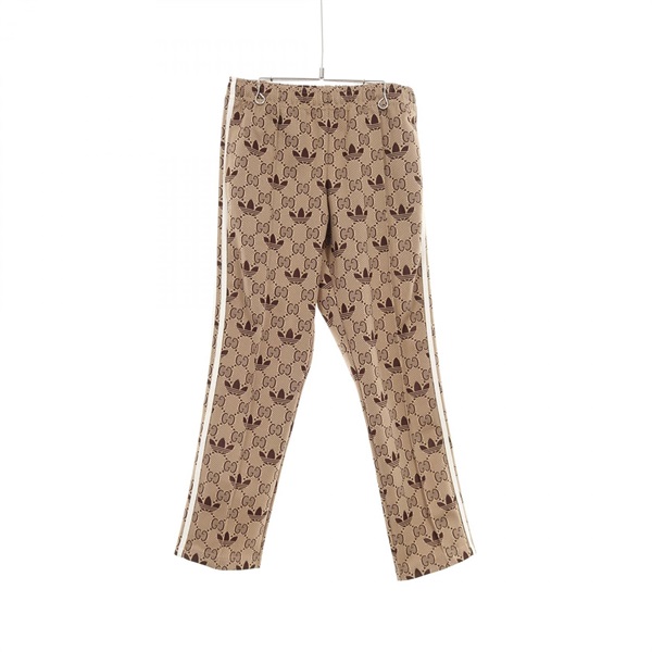 GUCCI x Adidas GG Trefoil Jacquard Pants Polyester Beige Brown Used mens