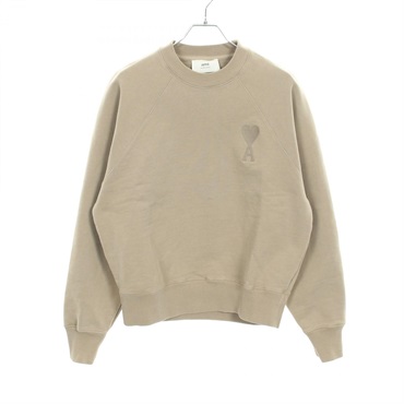 AMI Heart logo embroidery sweatshirt tops USW002.747 cotton Beige Used mens #S