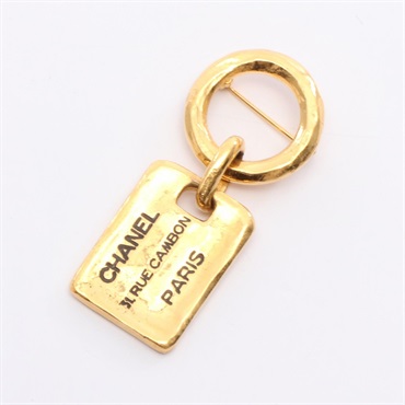 CHANEL Cambon Brooch Gold Plated Used Women CC Coco