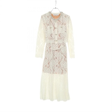 Self-Portrait Lace Midi Dress cotton Viscose White #UK8 Used Women