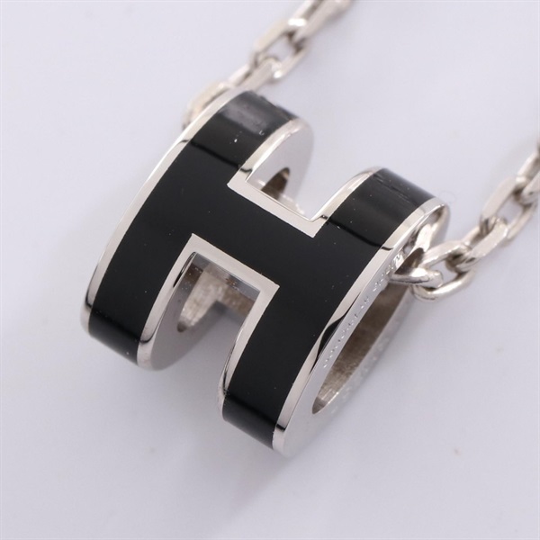 HERMES Pop H mini Necklace Pendant Stainless Steel Black Used women