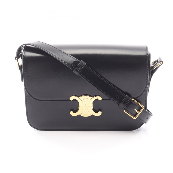 CELINE Classic Triomphe Medium Shoulder Crossbody Bag 187363 leather BK Used