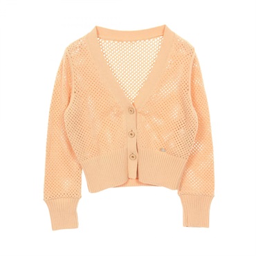 FOXEY Ellis cardigan Knitwear Sweater cotton silk Orange Used Women size 38