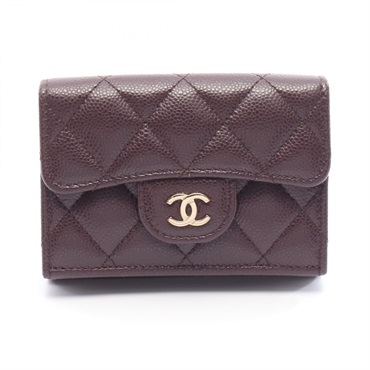 CHANEL Classic Small Flap Wallet Matelasse AP0230 leather Bordeaux Used GHW CC