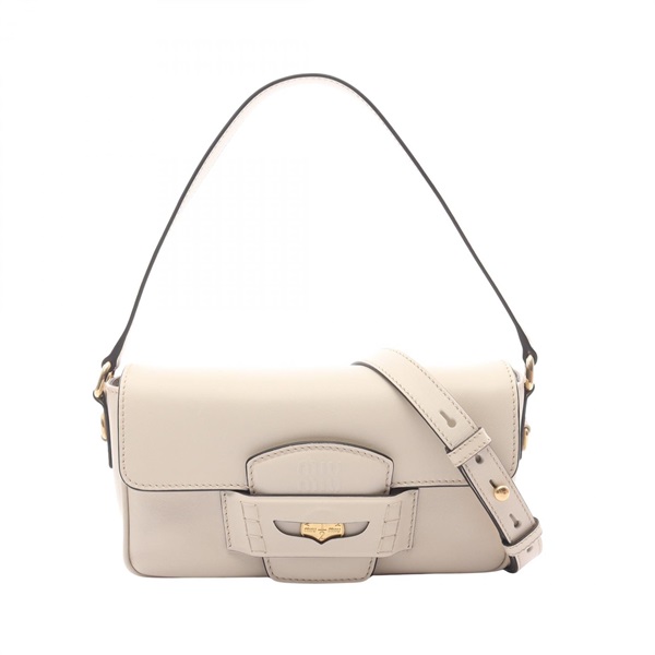 Miu Miu CRM FINE CALF Penny Shoulder Crossbody Handbag 5BD270 leather Beige Used