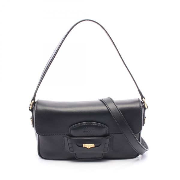 Miu Miu CRM FINE CALF Penny Shoulder Crossbody Handbag 5BD270 leather Black