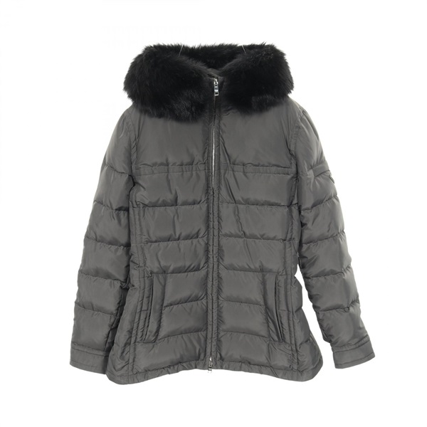 PRADA Down jacket Coat #42 polyester Gray Triangle logo Used Women