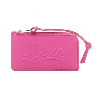 LOEWE Card Case holder zip C565Z40X02 leather Fuschia Pink Used Women