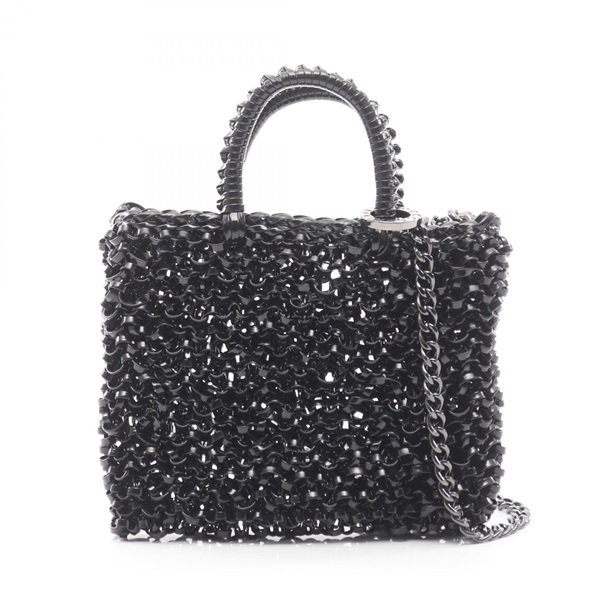 ANTEPRIMA Wire Pico Chain Shoulder Hand Bag PVC coated canvas Black Used Women