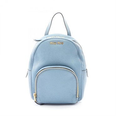 Miu Miu MADRAS Madras Rucksack Backpack bag 5BZ013 leather Blue Used Women