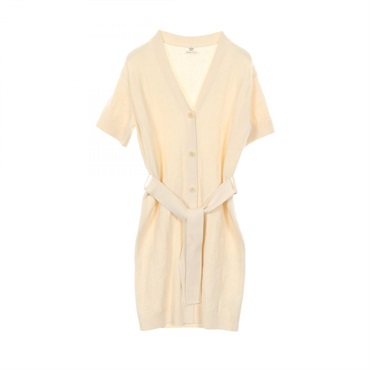 HERMES knitwear cardigan #38 short sleeves wool Beige Used Women