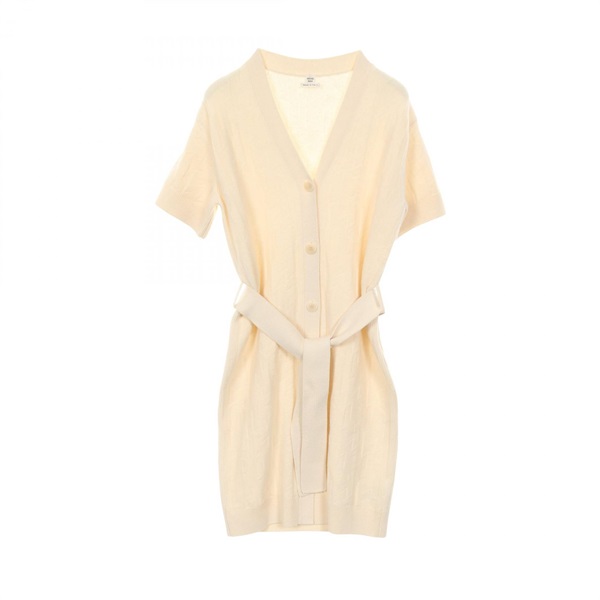 HERMES knitwear cardigan #38 short sleeves wool Beige Used Women