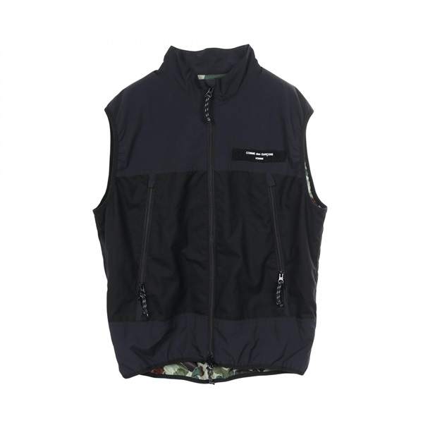 COMME des GARCONS HOMME Zip up Vest wool Navy Black #M Used mens